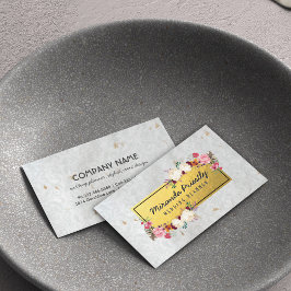 ホワイト金ゴールドダマスクハンドメイド紙ウェディングプランナー 名刺