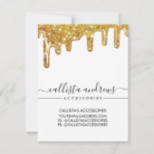 ホワイト金ゴールドチョンキーグリッタードリップジュエリー気にカード ノートカード (裏面)