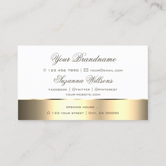 ホワイト金ゴールドデカールと可愛いバラフラワー付きロゴ 名刺 (裏面)