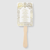 ホワイト金ゴールドデコシックグラム結婚式 プログラムハンドファン ハンドファン (正面)