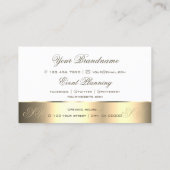 ホワイト金ゴールドデコールかわいいバラフラワーとイニシャル 名刺 (裏面)