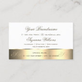 ホワイト金ゴールドデコールかわいいバラフラワーウィズモノグラム 名刺 (裏面)