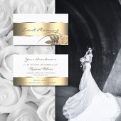 ホワイト金ゴールドデコールキュートバラフラワーモダンフローラ 名刺