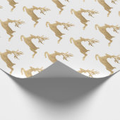 ホワイト金ゴールドトナカイ休日クリスマスデリケート ラッピングペーパー (角)
