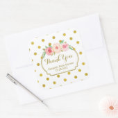ホワイト金ゴールドドットフローラベビーシャワーメッセージカード スクエアシール (封筒)