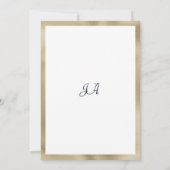 ホワイト金ゴールドネイビーブルーグリッターグラムテーブル番号 招待状 (裏面)