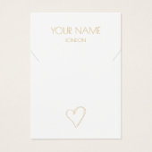 ホワイト金ゴールドハートネックレスブレスレット表示カード (正面)