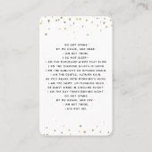 ホワイト金ゴールドハート写真葬式祈りの言葉カード 名刺 (裏面)