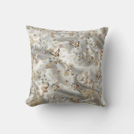 ホワイト金ゴールドバラシャンパンシルク&蝶 クッション