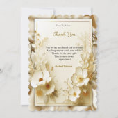 ホワイト金ゴールドバラシャンパンシルク&蝶 サンキューカード (正面)