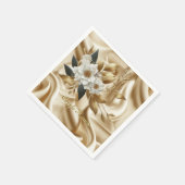 ホワイト金ゴールドバラシャンパンシルク&蝶 スタンダードカクテルナプキン (角)