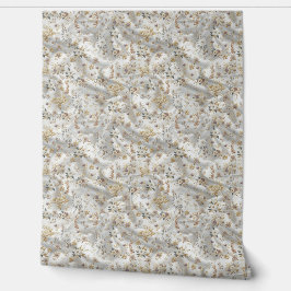 ホワイト金ゴールドバラシャンパンシルク&蝶 壁紙