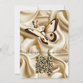 ホワイト金ゴールドバラシャンパンシルク&蝶 招待状 (裏面)