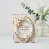 ホワイト金ゴールドバラシャンパンシルク&蝶 案内状 (スタンド正面)