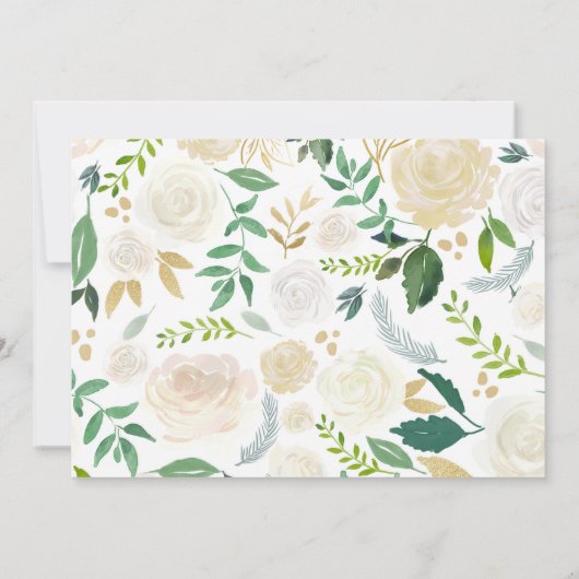 ホワイト金ゴールドバラフローラ第1回聖餐用写真 招待状 (裏面)