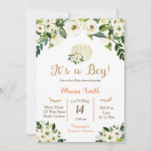 ホワイト金ゴールドパンプキンベビーシャワー招待状ボーイ 招待状 (正面)