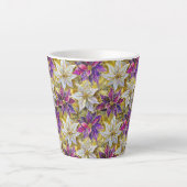 ホワイト金ゴールドパープルピンククリスマスポインセチア カフェラテマグ (正面)