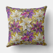 ホワイト金ゴールドパープルピンククリスマスポインセチア クッション (裏面)