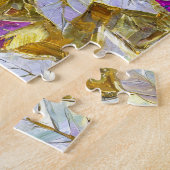 ホワイト金ゴールドパープルピンククリスマスポインセチア ジグソーパズル (側面)