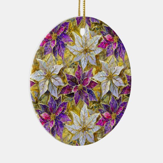 ホワイト金ゴールドパープルピンククリスマスポインセチア セラミックオーナメント (右)