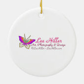 ホワイト金ゴールドパープルピンククリスマスポインセチア セラミックオーナメント (裏面)