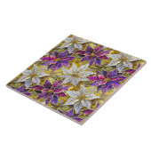 ホワイト金ゴールドパープルピンククリスマスポインセチア タイル (側面)