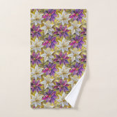 ホワイト金ゴールドパープルピンククリスマスポインセチア バスタオルセット (ハンドタオル)