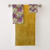 ホワイト金ゴールドパープルピンククリスマスポインセチア バスタオルセット (インサイチュ)