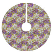 ホワイト金ゴールドパープルピンククリスマスポインセチア ブラッシュドポリエステルツリースカート (正面)