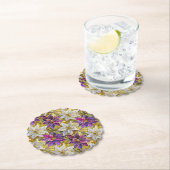 ホワイト金ゴールドパープルピンククリスマスポインセチア ペーパーコースター (インサイチュ)