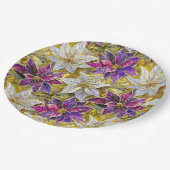 ホワイト金ゴールドパープルピンククリスマスポインセチア ペーパープレート (アングル)