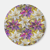 ホワイト金ゴールドパープルピンククリスマスポインセチア マグネット (正面)