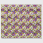 ホワイト金ゴールドパープルピンククリスマスポインセチア ラッピングペーパー (フラット)