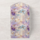 ホワイト金ゴールドパープルブルーフローラ オールインワン招待状 (外側)