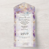 ホワイト金ゴールドパープルブルーフローラ オールインワン招待状 (内側)