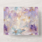 ホワイト金ゴールドパープルブルーフローラ オールインワン招待状 (裏面)