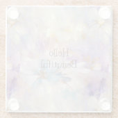 ホワイト金ゴールドパープルブルーフローラ ガラスコースター (裏面)