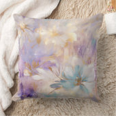 ホワイト金ゴールドパープルブルーフローラ クッション (ブランケット)