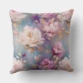 ホワイト金ゴールドパープルブルーフローラ クッション (裏面)