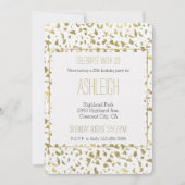 ホワイト金ゴールドヒョウ動物誕生日 招待状 (正面)