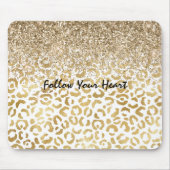 ホワイト金ゴールドヒョウ印刷グリッタースパークル マウスパッド (正面)