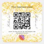 ホワイト金ゴールドビジネスQRコードInstagram スクエアシール (正面)
