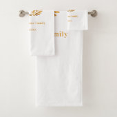 ホワイト金ゴールドファミリーモノグラムイニシャル月桂樹リース バスタオルセット (インサイチュ)