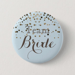 ホワイト金ゴールドフェイクフォイル結婚ズチームブライド 缶バッジ
