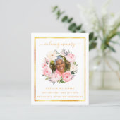 ホワイト金ゴールドフォトピンクフローラ葬儀プログラム (スタンド正面)