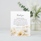 ホワイト金ゴールドフラワーサンキューウェディングレセプションカード (スタンド正面)