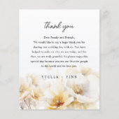 ホワイト金ゴールドフラワーサンキューウェディングレセプションカード (正面)