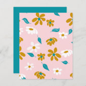 ホワイト金ゴールドフラワーズピンクターコイズスクラップブック紙 (正面/裏面)