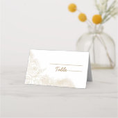 ホワイト金ゴールドフローラエレガントな結婚式 プレイスカード (裏面)