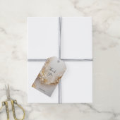 ホワイト金ゴールドフローラギフトラベル ギフトタグ (より糸付き)